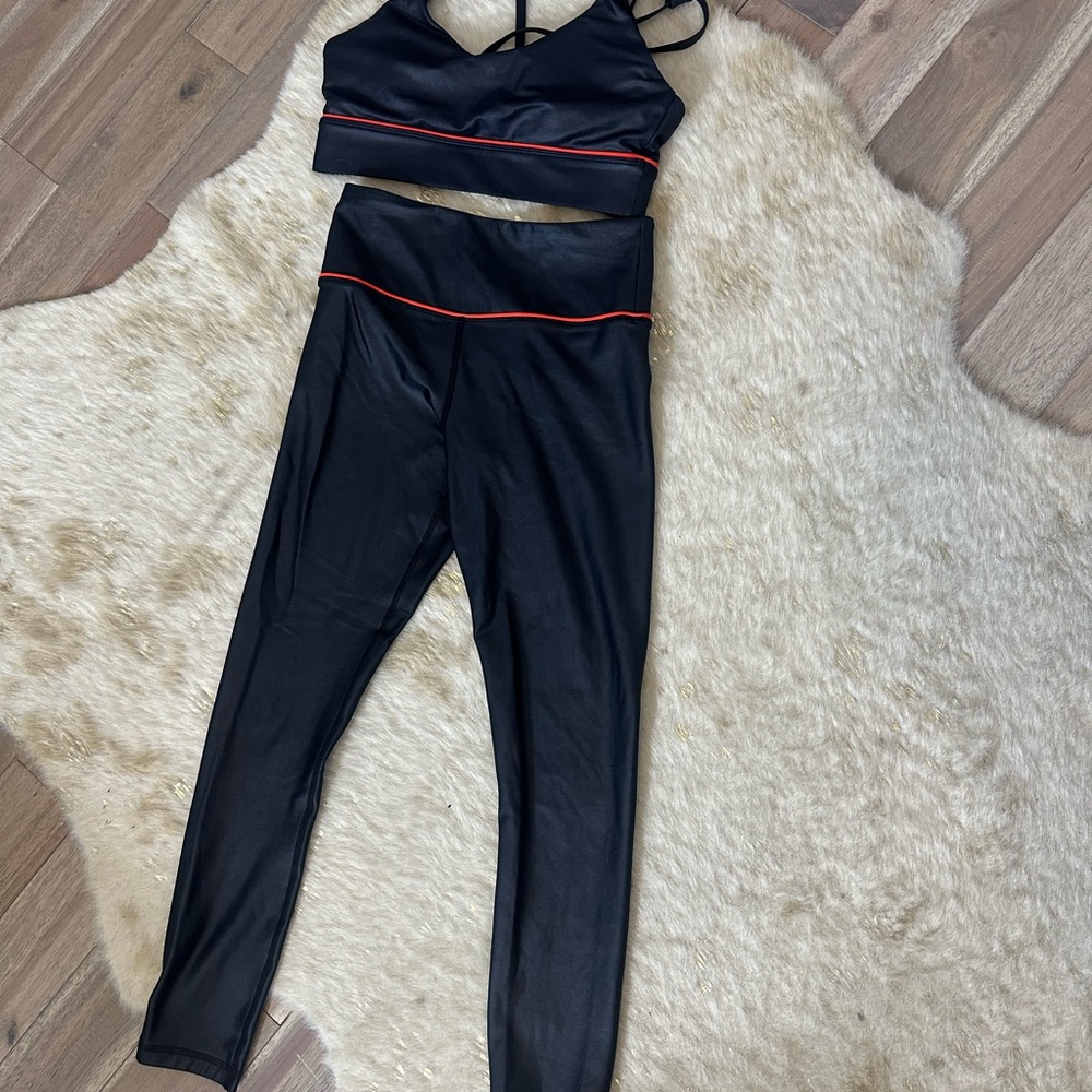 Black and Red Trim Activewear Set